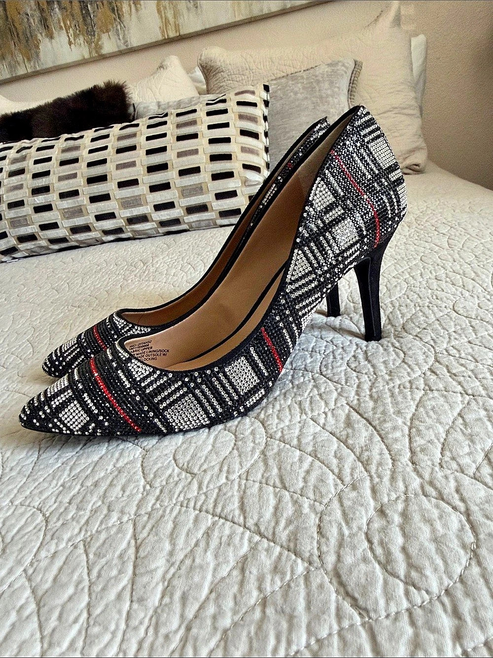 J. Renee sequined pointed-toe pumps Heels in Black & Silver